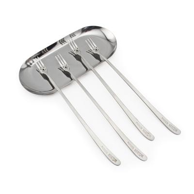 China Sustainable Restaurant Silver Fruit Cake Dessert Fork Sets Stainless Steel Cartoon Flatware for sale