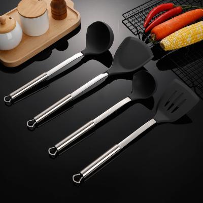 China High Quality Sustainable Silicone Kitchen Utensils Sets Non-Stick Kitchenware Cooking Tools With Stainless Steel Handle for sale