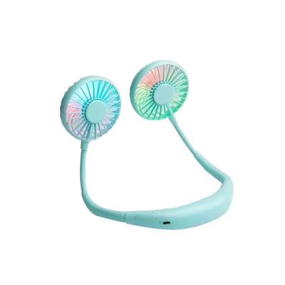 China Mini Hands Portable Neck Fan USB Free Chargeable Wireless Fan With Dual Wind Head 3 Speed ​​Adjustable Level for sale