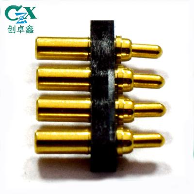 China PCB Gold Plated 4 Position Spring Loaded Pitch 2.54mm 4 Pin Pogo Pin Connector for sale