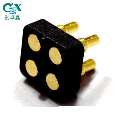 China Heavy Current PCB Double Row Battery Contact 4 Pin Pogo Pin Connector for sale