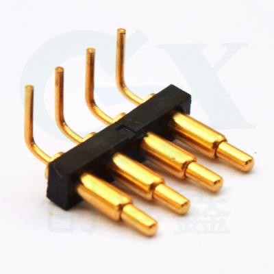 China PCB 4pin right angle spring loaded pogo bent male connector for sale