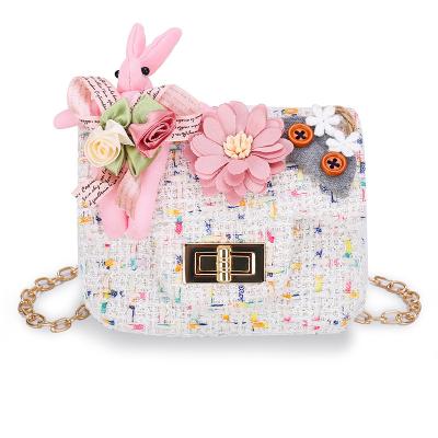 China Wholesale Cute Messenger Bag Children Mini Hand Bag Kids Daily Life Little Girls Cartoon Rabbit Flower Pearl Purses and Handbags for Women for sale