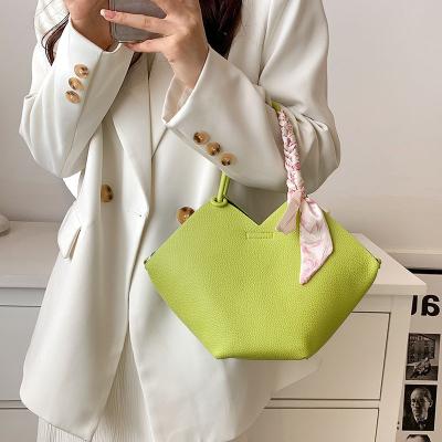 China 2022 New Style Summer Portable Basket Women's Vegetable Bag Mint Green Fashion Tote Handbag Large Capacity Shoulder Bag for sale