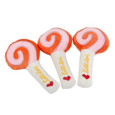 China 2022 Stored Interactive Pet Lollipop Chew Toy Squeaky Dog Stuffed Sound Plush Dog Toys for sale