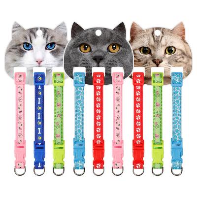 China Custom Adjustable Nylon Cats Paw Print Cat Collars Bling Cat Dog Collar With Bell collar de perros y de Multi-colors for sale