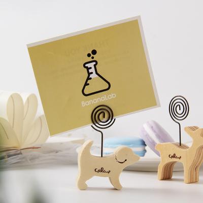 China Vintage Reusable Style Note Holder Wooden Brass Simple Note Holder for sale