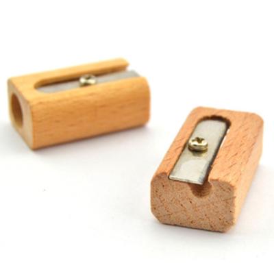 China Eco-Friendly Design School Office Warm Wooden Pencil Sharpener With Single Hole for sale