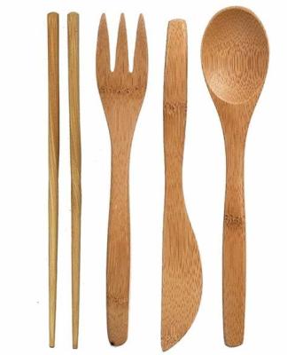 China Eco-Friendly Reusable Eco-Friendly Wooden Bamboo Plating Cutlery Set for sale