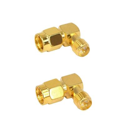 China Low Loss Extension Adapter SMA Male To Female 90 Degree Right Angle RF Adapter Coaxial Connector for sale