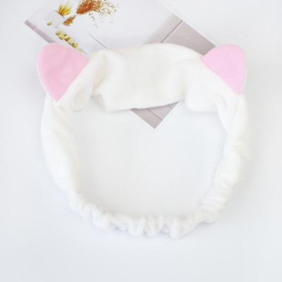 China Comfortable Soft Headband Ladies Cute Cat Ear Face Wash Makeup Headband for sale