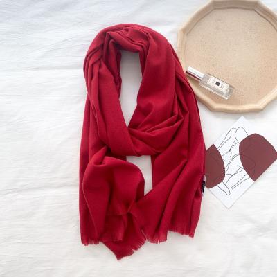 China 100% Cotton Fashion Lady Warm Long Pure Color Shawl Cashmere Winter Scarf Women for sale