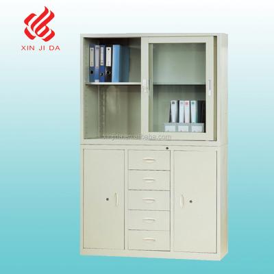 China Contemporary Glass Door Metal Drawer Cabinet for sale