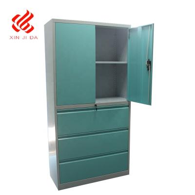 China Locking Guangzhou Metal Furniture Factory Filing Cabinet 3 Drawers , Two Swing Door Steel Locker for sale