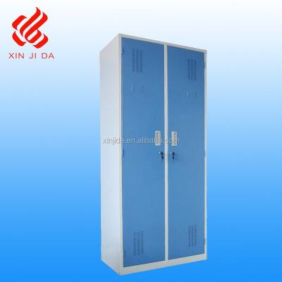 China Contemporary Classic Series Dorm Furniture Double Door Metal Clothes Locker With Fabric Rod for sale