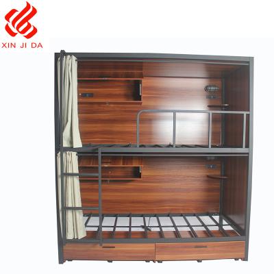 China High Quality Commercial Furniture Hotel Metal Bunk Bed With Personal Partition for sale