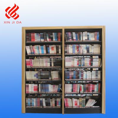 China 6 Layer Metal Commercial Furniture Double Sided Bookcase Shelves for sale