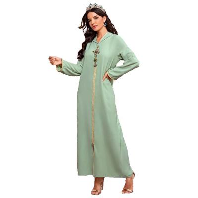 China Muslim Middle East Women Islamic Clothing 2021 With Diamond Kaftan Muslim Abaya Hooded Maxi Dress for sale