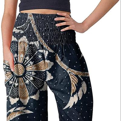 China 2021 Anti-wrinkle Bohemian Printed Loose Fit Women's Yoga Pants Amazon Lantern Pants Women's Long Trousers for sale