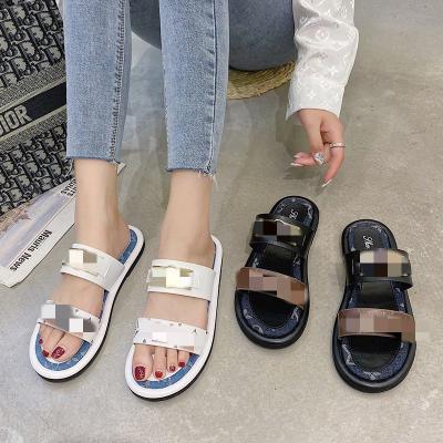 China European fashion trend printing new flat heel slippers women and American leopard fashion 2021 hot sale fashionable sandals for women and Lady for sale