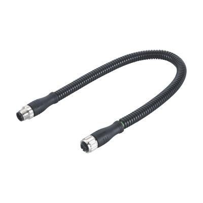 China M12 Industrial Instrumentation Male To Female Dual Ended Flexible Conduit With Steel Amoured Cable 360 ​​Degree IEM-Protected for sale