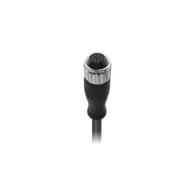 China Industrial Instrumentation M12 17pin Connector Female A Code Unshielded Molded PVC 1m Cable, Free End for sale