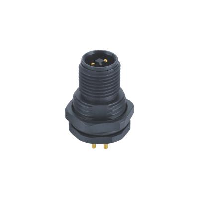 China M12 Sensor T-code Connector Male Panel Screw Front Side Plastic Fastener With PCB Contacts for sale