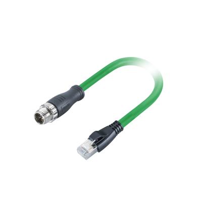 China Industrial Ethernet 5m RJ45 X-code M12 connector to 8pin male connector molded PUR 1m profinet cable connector for sale