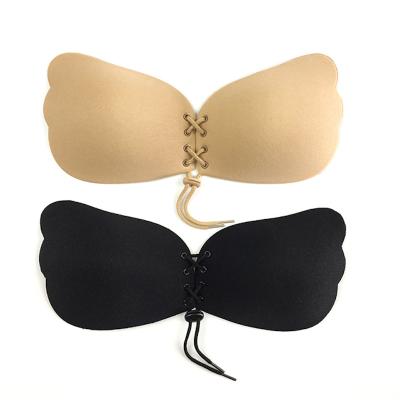 China Angel Wings Adhesive Bra Strapless Seamless Invisible Lift Up Bra Sticky Drawstring Backless Nipple Covers Silicone Bra For Women for sale