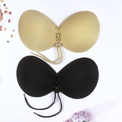 China Hot Selling QUICK DRY Silicone Round Drawstring Adjustable Neckline Cup Seamless Bra For Women for sale