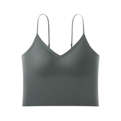 China QUICK DRY straps tank top women's seamless underwear off the shoulder chest vest bra halter top camisole top for sale