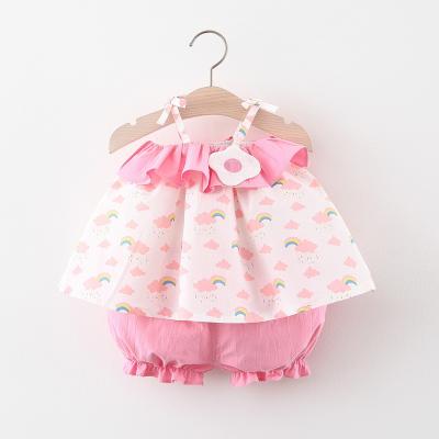 China 2022 Cute Rainbow Cloud Anti-wrinkle Baby Suit Baby Summer Two-piece Dress for sale