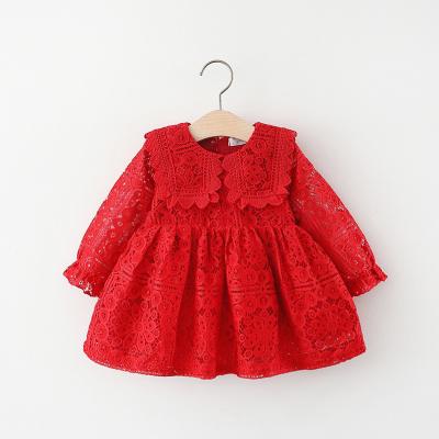 China factory wholesale Anti-wrinkle spring lace up cute long sleeves babies dress dress for sale