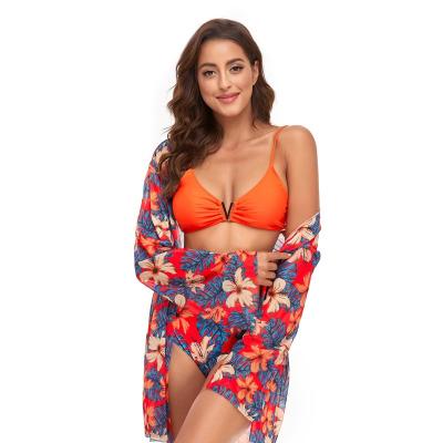 China Breathable High Quality Digital Printing 3 Piece Cover Up Swimwear Swimwear Bikini Set for sale