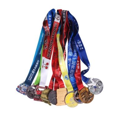 China All Country Factory Wholesale Metal 3D Medal Custom Design Award Zinc Alloy Marathon Metal Gold 3D Sport Medal Ribbon Current Customer for sale