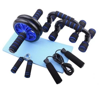 China Gym Training Wheel Fitness Home Exercise Wheel Abdominal Muscle Wheel Jump Rope Wall Pulley 8 Figure Pullers Lift Up Bar Mat 5 in 1 Ab Wheel Roller Set for sale