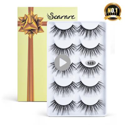 China Super Flexible 5D Mink Eyelashes Natural False Eyelashes Whips Soft Fake Eyelash Extension Makeup Wholesale for sale