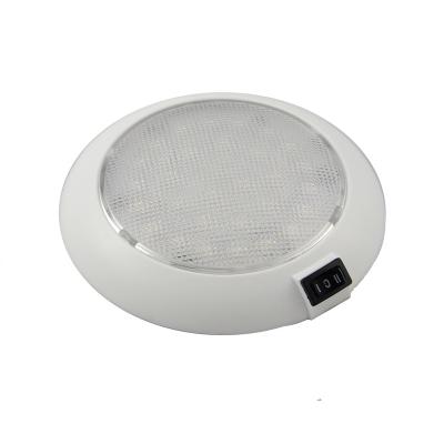 China 5-1/2 Inch Dome Light Plastic Low Profile White Plastic Finish Surface Mount White LED And Dome Interior Light With Marine RV Switch for sale