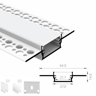 China Decorations For Ceiling Lighting Strips 21.7mm Width Recessed Drywall Plaster Gypsum Aluminum Channel Led Profile for sale