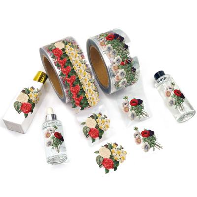 China Waterproof Custom Printing Roll Labels Transparent Clear Gold Foil Self Adhesive Private Sticker for sale