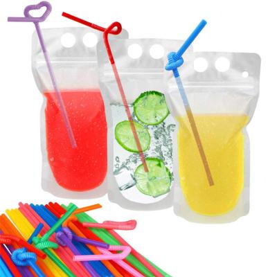 China Food Grade Beverage Customized Vertical Suction Spout Straws Drink Pouches Bags for sale