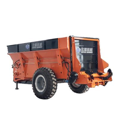 China High Efficiency Fertilizing Machinery Agricultural Tractor Trailed Livestock Chicken Drop Manure Fertilizer Spreader With Horizontal Threshers Propeller Spiral for sale