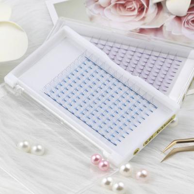 China Light Volume 5D Eyelash Extensions Russian Pre-Crazy Fans Blue Color Lashes for sale