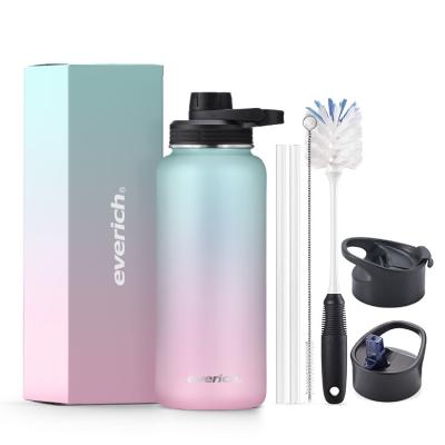 China Leakproof Double Mouth Stored Wide Wall Vacuum Insulated Water Bottle With Straw And Lid for sale