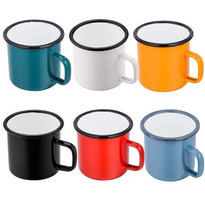 China Sustainable Cast Iron Custom Enamel Mug With Side Handle Enamel Coffee Mug for sale