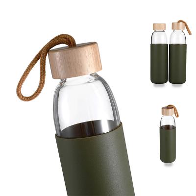 China Everich Viable Kids Silicone Sleeve Sport Bamboo Lid Designer Cup Holder Kids Travel Glass Water Bottles for sale