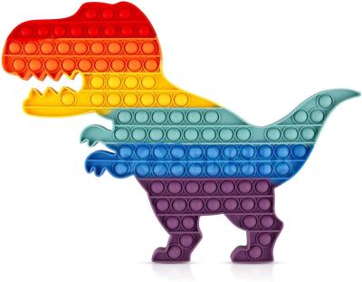 China Safety Dinosaur Rainbow Big Logic Pattern Training Relieve Stress Anxiety Push Bubbles Fidgits Toys for Kids and Adult for sale