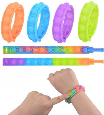 China Soft Relax Wristband Bouncer Toys Wearable Push Bubbles Sensory Bouncer Bounce Hand Finger Press Silicone Wristband Toy for sale