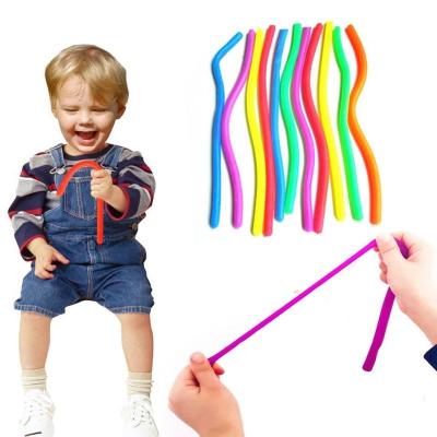 China 2021 Hot Selling Amazon Safety Stir Baby Toy Decompression Soft Rubber Tpr Noodle Duct Suction Rope Sensory Toys for sale