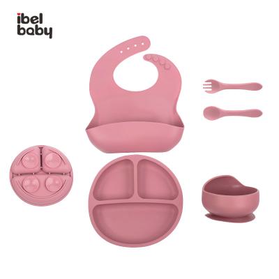 China BPA Free Wholesale  Soft Spoon Bpa Bib Round Plate Suction Bowl Sippy Snack Cup Short Spoon Fork Tableware For Kids for sale